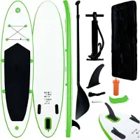 vidaXL Set de planche de stand up paddle gonflable vert et blanc
