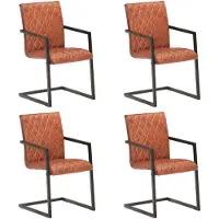 vidaXL Chaise cantilever 4 pcs. Marron Cuir véritable