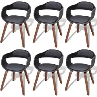 vidaXL Chaises de salle à manger 6 pcs. noir bois courbé et similicuir