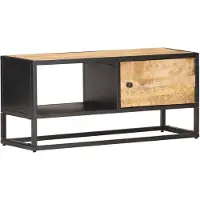 vidaXL Armoire TV avec porte sculptée 90x30x40 cm Bois de manguier rugueux