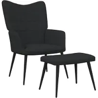 vidaXL Fauteuil relax avec pouf Noir Tissu