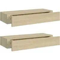 vidaXL Étagères à tiroirs murales 2 pcs chêne 60x23,5x10 cm MDF