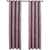 vidaXL Rideaux occultants avec anneaux 2 pcs Velours Rose 140x175 cm