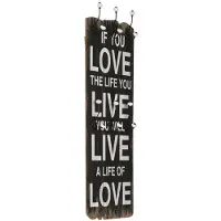 vidaXL Porte-manteau mural avec 6 crochets 120 x 40 cm LOVE LIVE