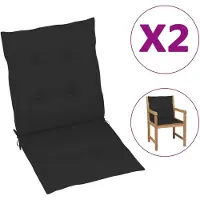 vidaXL Coussins de chaise de jardin à dossier bas lot de 2 noir