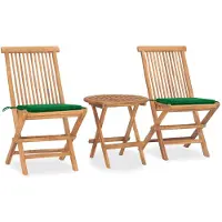 vidaXL Ensemble de jardin 3 pièces avec coussins Pliable Bois massif Teck