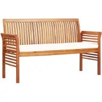 Natur24 banc de jardin 3 places avec coussins 150 cm bois massif acacia