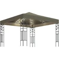 vidaXL Pavillon avec guirlande lumineuse LED 3x3 m Taupe Tissu