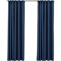 vidaXL Rideaux occultants aspect lin avec crochets 2pcs Bleu 140x245cm