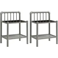 vidaXL Tables de chevet 2 pcs Gris et noir Métal et verre