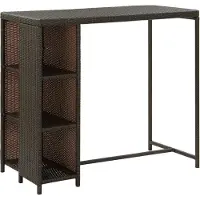 vidaXL Table de bar avec étagère Marron 120x60x110 cm Poly rotin