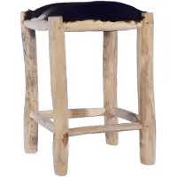 vidaXL Tabouret de bar Véritable peau de chèvre et teck massif