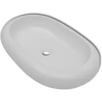 vidaXL lavabo en céramique lavabo ovale blanc 63 x 42 cm