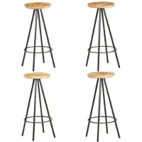 vidaXL Tabouret de bar 4 pcs. Bois de manguier rugueux