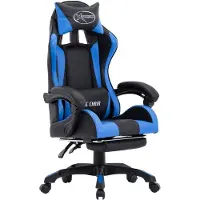 vidaXL Chaise de jeu avec repose-pieds Bleu et noir Similicuir