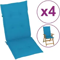 vidaXL Coussins de chaise de jardin à dossier haut lot de 4 bleu tissu