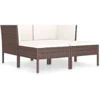 vidaXL Ensemble de salon de jardin 4 pièces avec coussins Poly rotin brun