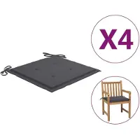vidaXL Coussins de chaise de jardin lot de 4 anthracite 50x50x4 cm