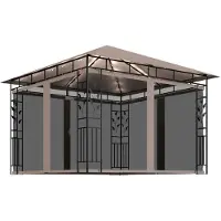 vidaXL Pavillon avec moustiquaire & guirlande lumineuse LED 3x3x2,73 m Taupe