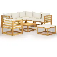 vidaXL Ensemble de jardin lounge 8 pièces avec coussins Crème Bois massif Acacia