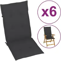 vidaXL Coussins de chaise de jardin à dossier haut lot de 6 anthracite