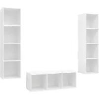 vidaXL 3 Piece TV Cabinet Set White Engineered Wood