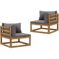 vidaXL Canapés d'angle modulaires 2 pièces avec coussins Gris foncé