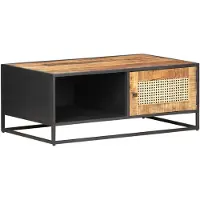 vidaXL Table basse 90x50x35 cm Bois de manguier brut et tressage viennois