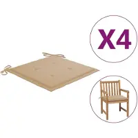 vidaXL Coussins de chaise jardin lot de 4 beige 50x50x4cm tissu oxford