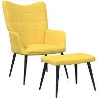 vidaXL Fauteuil relax avec pouf jaune moutarde Tissu