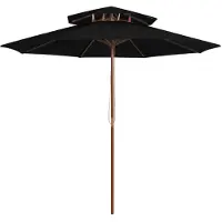 vidaXL Parasol avec double toit et mât en bois noir 270 cm