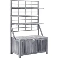 vidaXL Boîte de rangement avec treillis gris 99x55x160 cm Bois d'acacia massif