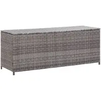 vidaXL Coffre de jardin gris 150x50x60 cm Poly rotin