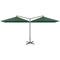 vidaXL Parasol double avec mât en acier 600x300 cm vert