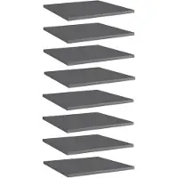 vidaXL Panneaux de bibliothèque 8 pcs gris brillant bois d’ingénierie