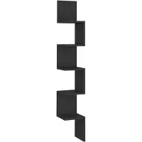 vidaXL Étagère d'angle murale Noir 20x20x127,5 cm Bois d’ingénierie