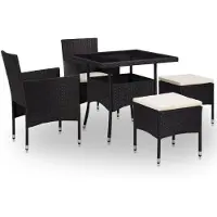 vidaXL Ensemble à manger d'extérieur 5pcs Noir Résine tressée et verre