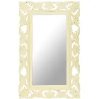 vidaXL Miroir sculpté à la main Blanc 80x50 cm Bois de manguier massif