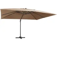 vidaXL Parapluie avec éclairage LED Mât en aluminium 400x300 cm Taupe