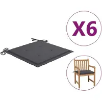 vidaXL Coussins de chaise de jardin lot de 6 anthracite 50x50x4 cm