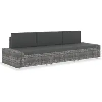 vidaXL Canapé modulable 3 places Poly rotin gris