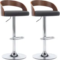 vidaXL Tabouret de bar 2 pcs. Gris foncé Tissu et bois courbé