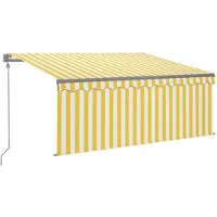vidaXL Auvent automatique avec rideau LED capteur de vent 3x2,5 m jaune blanc