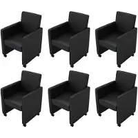 vidaXL Chaises de salle à manger 6 pcs. noir similicuir