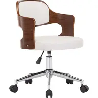 vidaXL Chaise de bureau pivotante Blanc Bois courbé et similicuir