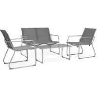 vidaXL Ensemble de salon de jardin 4 pièces tissu et acier gris