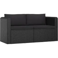 vidaXL Ensemble de salon de jardin 2 pièces avec coussins Poly rotin noir