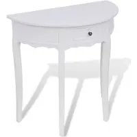 vidaXL Table console avec tiroir Demi-ronde Blanc