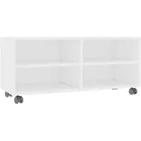 vidaXL Armoire TV avec roulettes Blanc 90x35x35 cm Bois composite