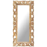 vidaXL Miroir sculpté à la main Marron 110x50 cm Bois de manguier